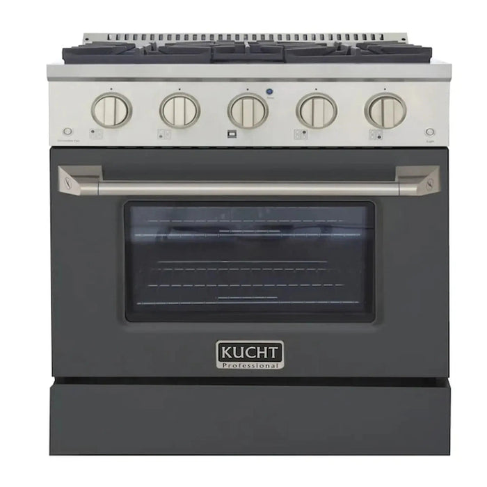 Kucht Professional 30-Inch 4.2 cu ft. Gas Range in Cement Gray with Silver Accents (KNG301-GR)