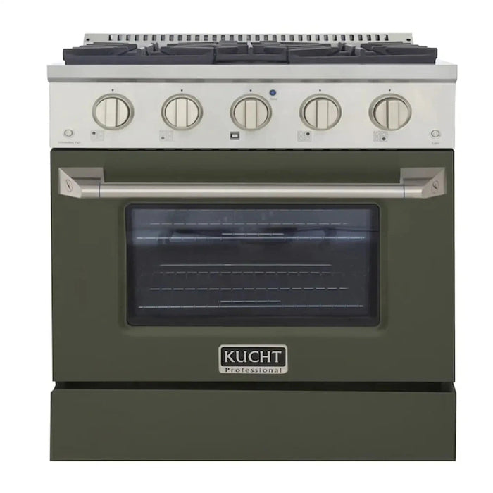 Kucht Professional 30-Inch 4.2 cu ft. Propane Gas Range in Olive Green with Silver Accents (KNG301/LP-OG)