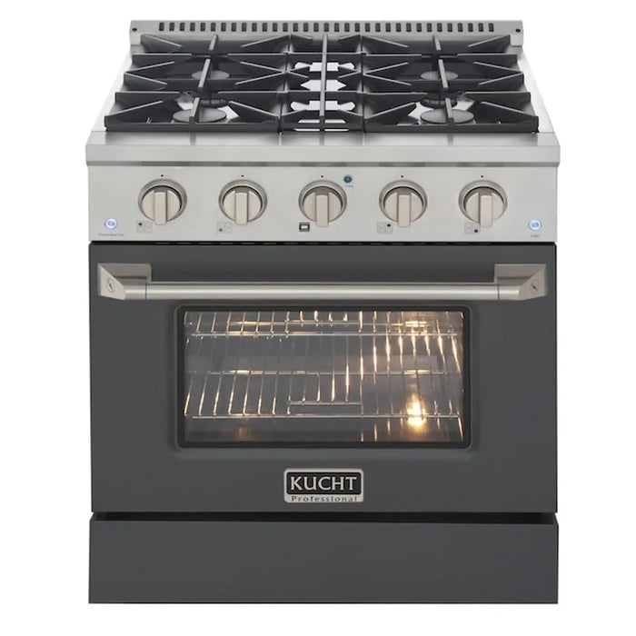 Kucht Professional 30-Inch 4.2 cu ft. Propane Gas Range in Cement Gray with Silver Accents (KNG301/LP-GR)