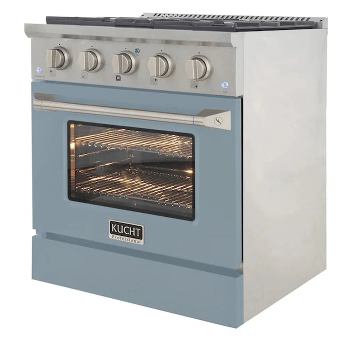 Kucht Professional 30-Inch 4.2 cu ft. Propane Gas Range in Light Blue with Silver Accents (KNG301/LP-LB)