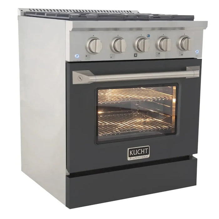 Kucht Professional 30-Inch 4.2 cu ft. Propane Gas Range in Cement Gray with Silver Accents (KNG301/LP-GR)