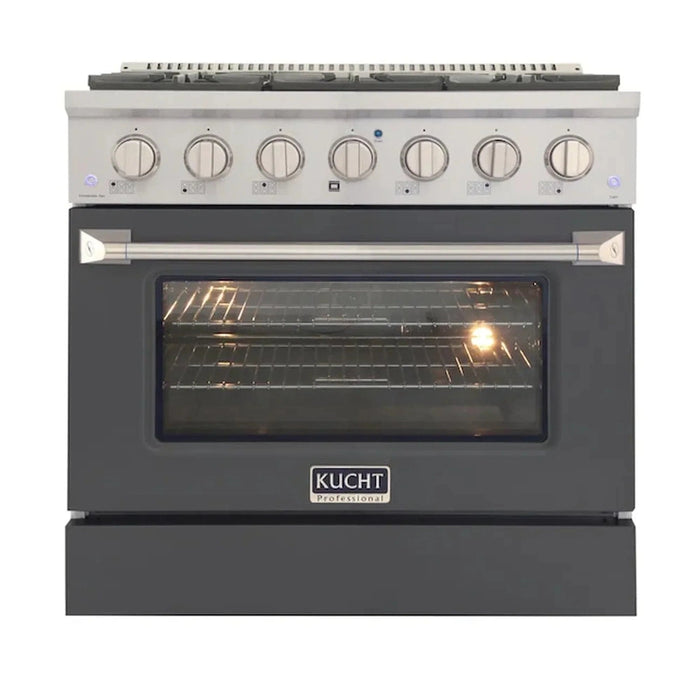 Kucht Professional 36-Inch 5.2 cu ft. Propane Gas Range in Cement Gray with Silver Accents (KNG361/LP-GR)