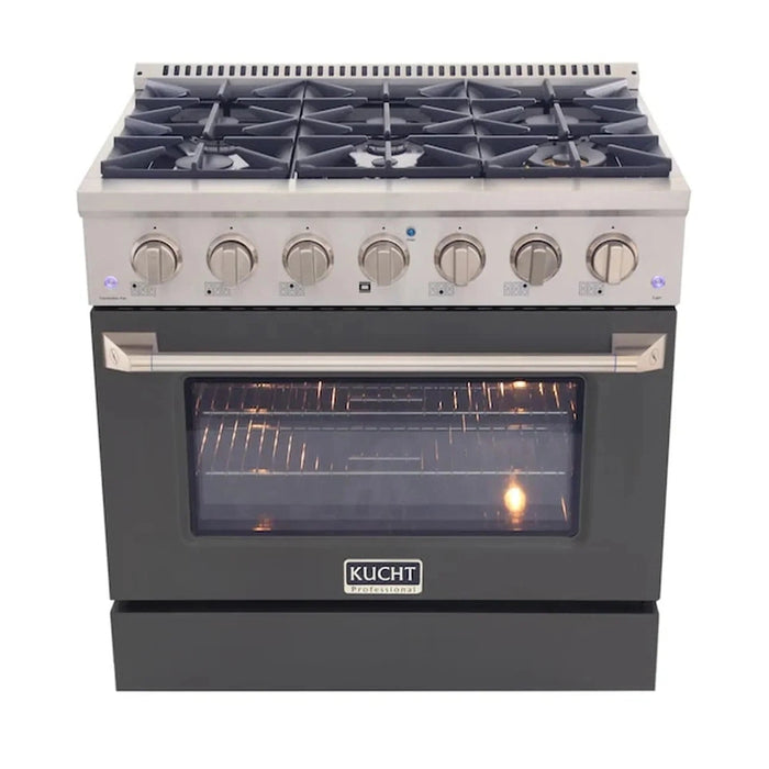 Kucht Professional 36-Inch 5.2 cu ft. Propane Gas Range in Cement Gray with Silver Accents (KNG361/LP-GR)