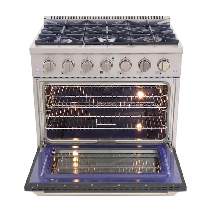 Kucht 36-Inch Pro-Style Dual Fuel Range in Propane Gas with  5.2 cu. ft. Electric Oven & 6 Gas Burners in Cement Gray (KDF362/LP-GR)