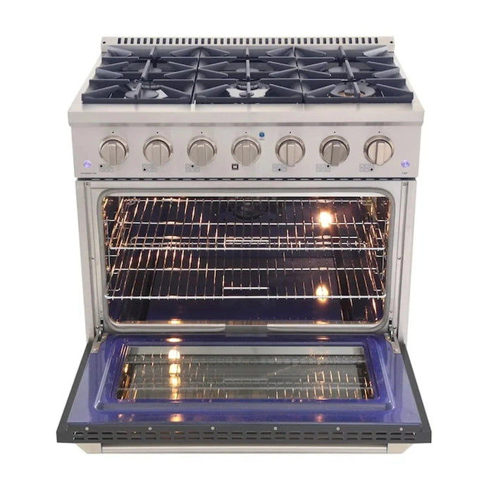 Kucht Professional 36-Inch 5.2 cu ft. Propane Gas Range in Cement Gray with Silver Accents (KNG361/LP-GR)