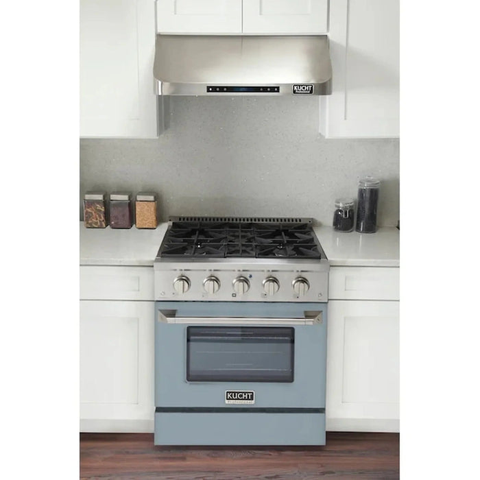 Kucht Professional 30-Inch 4.2 cu ft. Propane Gas Range in Light Blue with Silver Accents (KNG301/LP-LB)