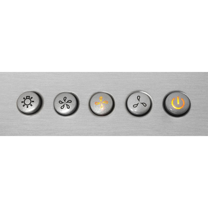 Cosmo 36" 380 CFM Convertible Wall Mount Range Hood with Glass Canopy, Push Button Controls and Carbon Filter Kit, COS-668A900-DL