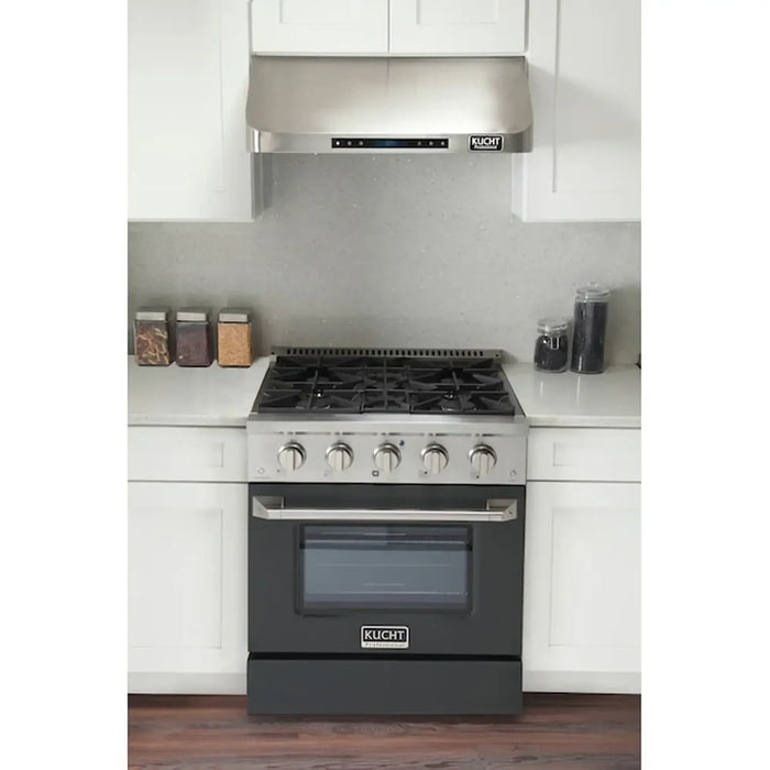 Kucht Professional 30-Inch 4.2 cu ft. Propane Gas Range in Cement Gray with Silver Accents (KNG301/LP-GR)