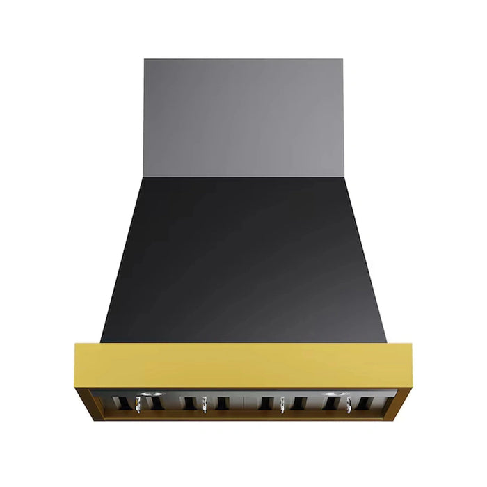 Kucht 30-Inch 600 CFM Ducted Wall Mout Range Hood in Dark Titanium Stainless Steel with Gold Accents (KRH30TG)