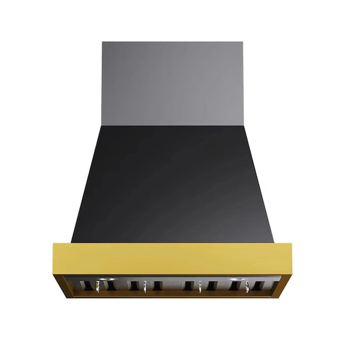 Kucht 36-Inch 600 CFM Wall Mount Range Hood in Dark Titanium Stainless Steel with Gold Accents (KRH36TG)