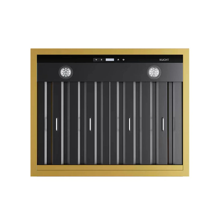 Kucht 30-Inch 600 CFM Ducted Wall Mout Range Hood in Dark Titanium Stainless Steel with Gold Accents (KRH30TG)