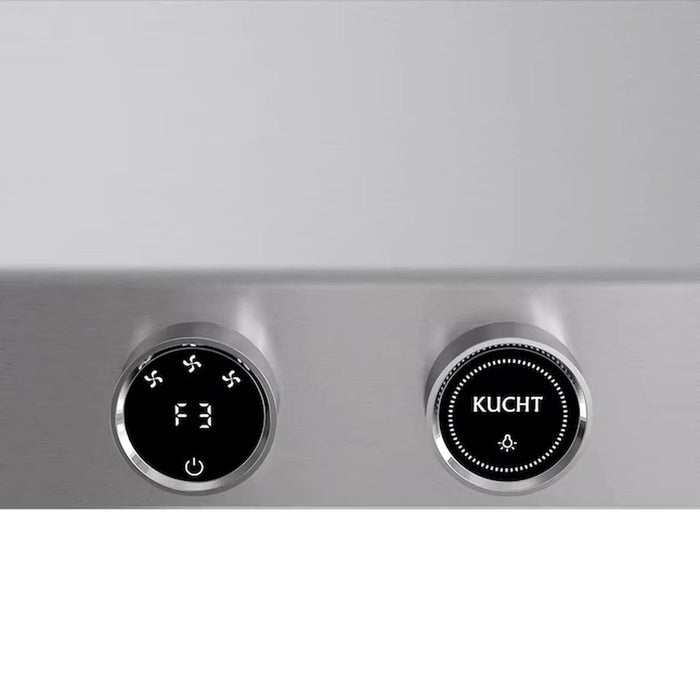 Kucht 4-Piece Appliance Package - 36-Inch Dual Fuel Range in Natural Gas, 36-Inch Refrigerator with Water Dispenser, Dishwasher & Wall Mount Range Hood in Stainless Steel