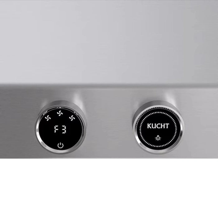 Kucht 5-Piece Appliance Package - 48-Inch Propane Gas Range with 6.7 Cu. Ft. Oven, 36-Inch Refrigerator with Water Dispenser, Dishwasher, Wall Mount Range Hood & Microwave Drawer in Stainless Steel