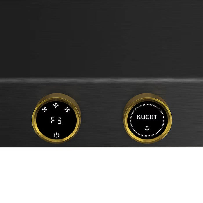 Kucht 36-Inch 900 CFM Ducted Under Cabinet Range Hood in Dark Titanium Stainless Steel with Gold Accents (KRHG360-GL)