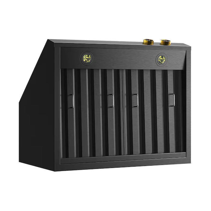 Kucht 2-Piece Appliance Package - 30-Inch Natural Gas Range with 4.2 Cu. Ft. Oven & Wall Mount Range Hood in Dark Titanium Stainless Steel with Gold Accents