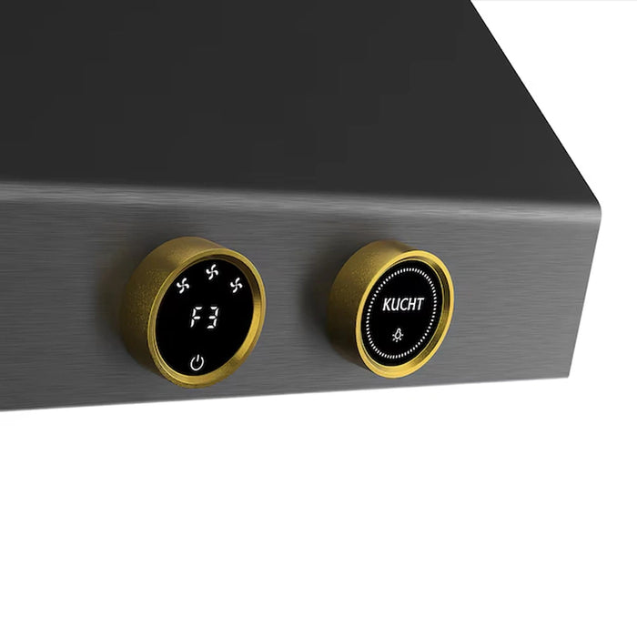 Kucht 36-Inch 900 CFM Ducted Under Cabinet Range Hood in Dark Titanium Stainless Steel with Gold Accents (KRHG360-GL)