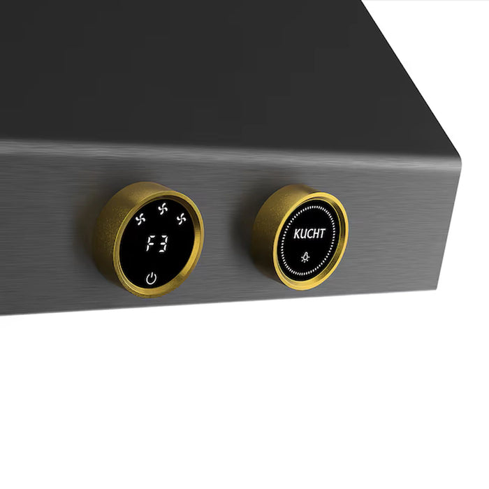 Kucht 36-Inch 900 CFM Ducted Wall Mount Range Hood in Dark Titanium Stainless Steel with Gold Accents (KRHG360-GL-C)