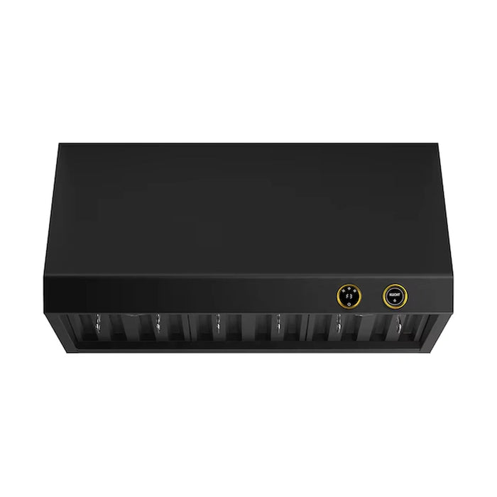 Kucht 36-Inch 900 CFM Ducted Under Cabinet Range Hood in Dark Titanium Stainless Steel with Gold Accents (KRHG360-GL)