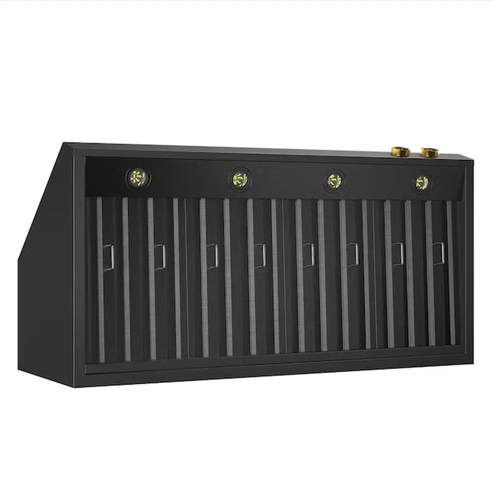 Kucht 48-Inch 1200 CFM Ducted Under Cabinet Range Hood in Dark Titanium Stainless Steel with Gold Accents (KRHG480-GL)