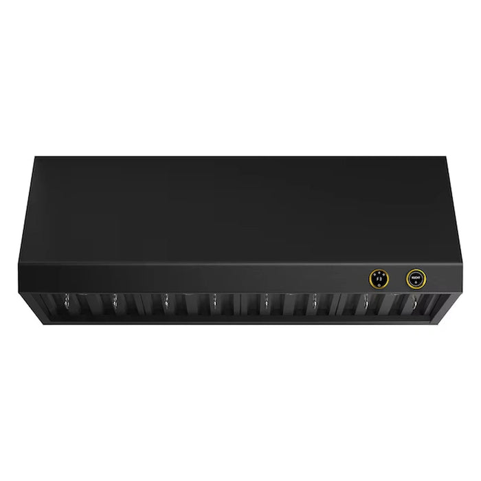 Kucht 48-Inch 1200 CFM Ducted Under Cabinet Range Hood in Dark Titanium Stainless Steel with Gold Accents (KRHG480-GL)