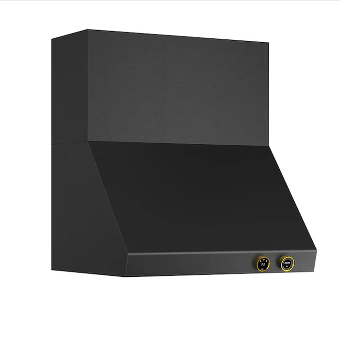 Kucht 2-Piece Appliance Package - 30-Inch Natural Gas Range with 4.2 Cu. Ft. Oven & Wall Mount Range Hood in Dark Titanium Stainless Steel with Gold Accents