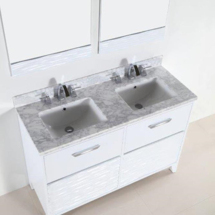 Bellaterra Home 48 in. Double sink vanity with white Carrara top