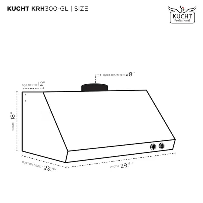 Kucht 2-Piece Appliance Package - 30-Inch Propane Gas Range with 4.2 Cu. Ft. Oven & Under Cabinet Range Hood in Stainless Steel with Gold Accents