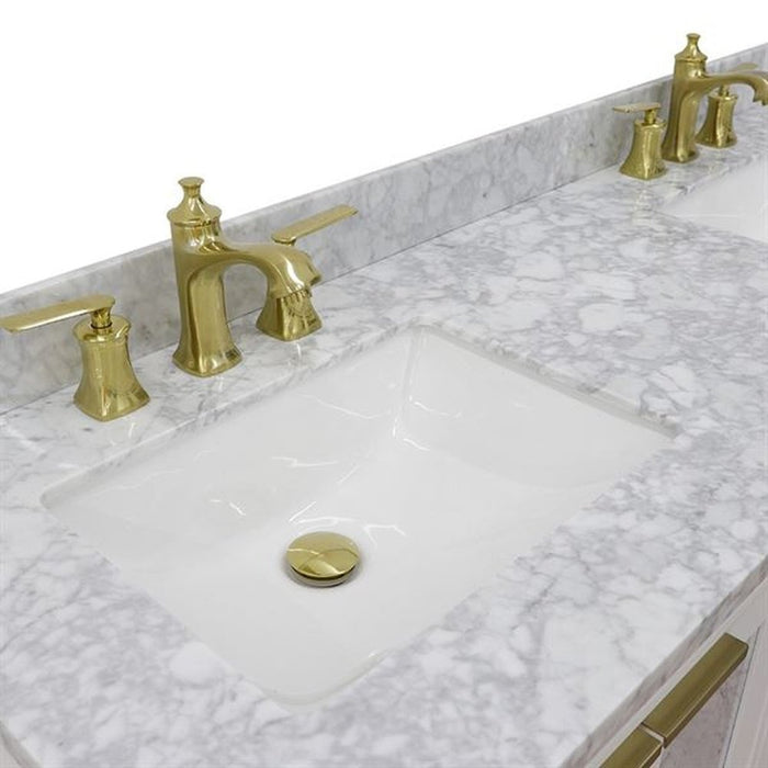 Bellaterra Home Trento 61" Double sink vanity in White finish with White Carrara marble and rectangle sink