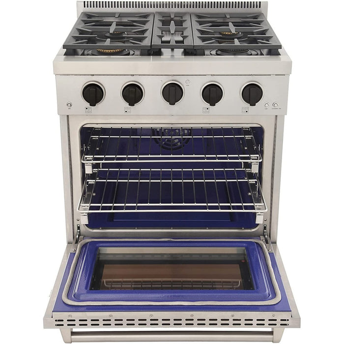 Kucht 30-Inch Propane Gas Range in Stainless Steel with Black Knob (KFX300/LP-K)