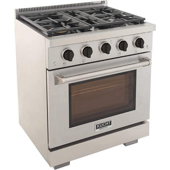 Kucht 30-Inch Propane Gas Range in Stainless Steel with Black Knob (KFX300/LP-K)