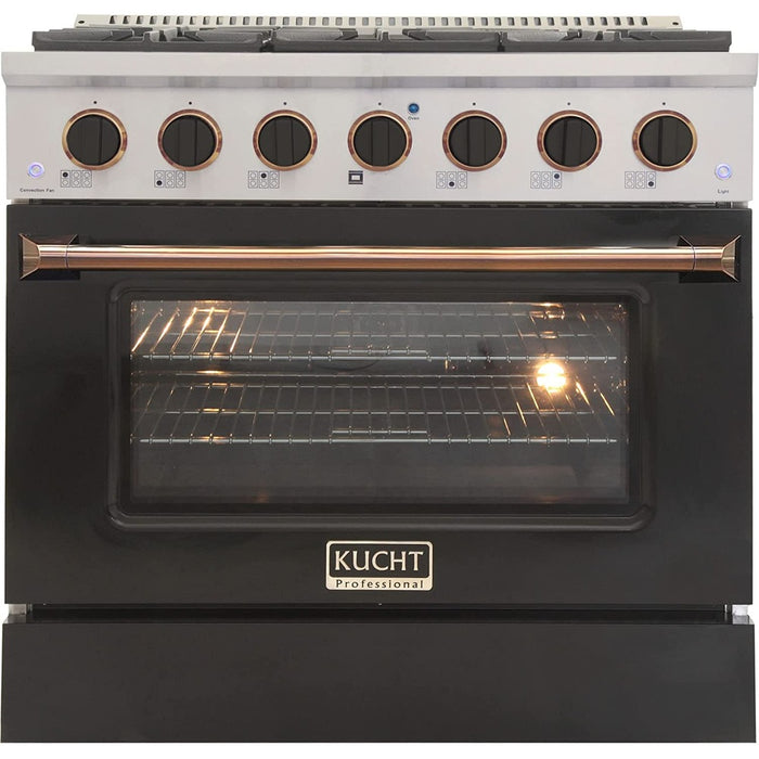 Kucht Signature 36" Gas Range in Stainless Steel with Black, Gold & Silver (KNG361-K-GOLD)
