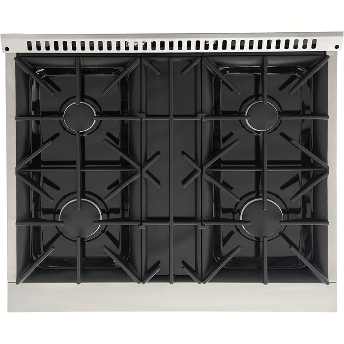 Kucht Signature 30-Inch Propane Gas Range with Convection Oven in Black with Black Knobs & Gold H&le (KNG301/LP-K-GOLD)