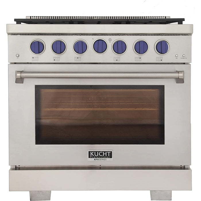 Kucht 36-Inch Propane Gas Range in Stainless Steel with Blue Knob (KFX360/LP-B)