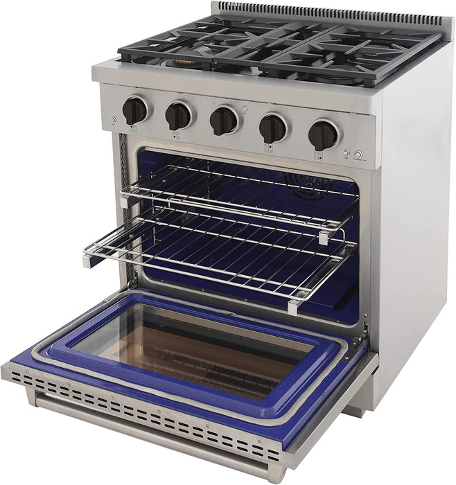 Kucht 30-Inch Gas Range in Stainless Steel with Black Knob (KFX300-K)