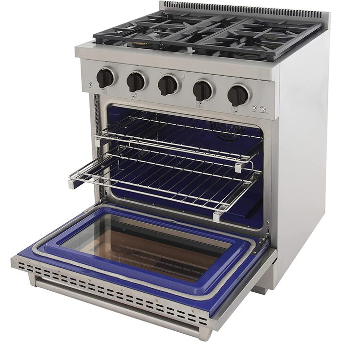 Kucht 30-Inch Propane Gas Range in Stainless Steel with Black Knob (KFX300/LP-K)