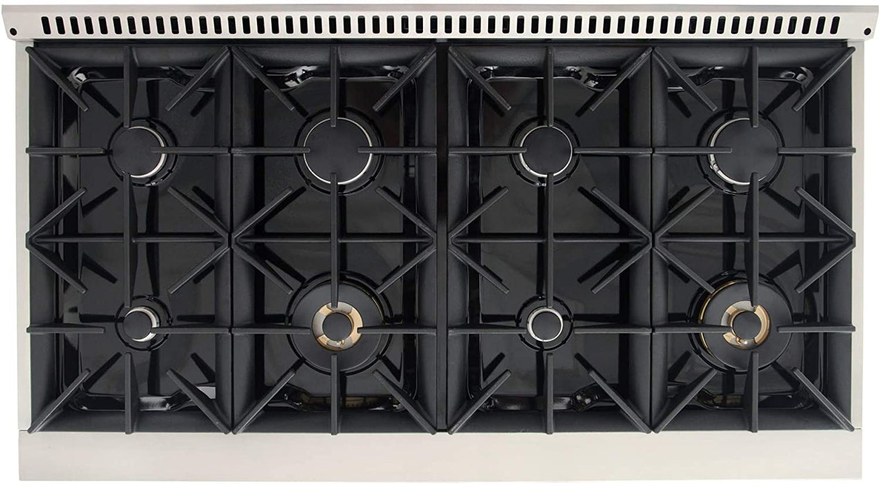Kucht Signature 48-Inch 6.7 cu ft. Propane Gas Range with Black Door & Rose Gold Accents (KNG481/LP-K-ROSE)