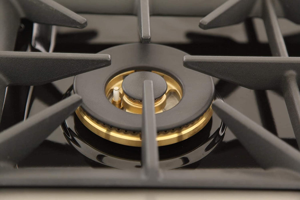 Kucht Signature 36" Propane Gas Range in Stainless Steel with Black, Gold & Silver (KNG361/LP-K-GOLD)