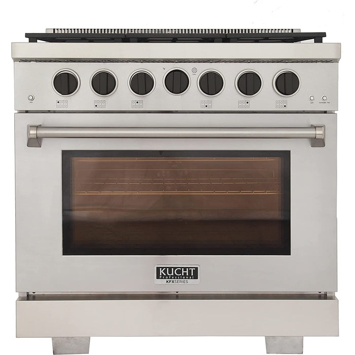 Kucht 36-Inch Propane Gas Range in Stainless Steel with Black Knob (KFX360/LP-K)