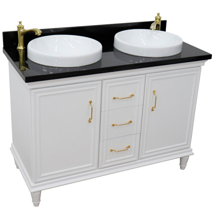 Bellaterra Home Forli 49" Double vanity in White finish with Black galaxy and round sink