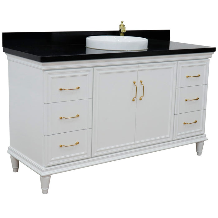 Bellaterra Home Forli 61" Single vanity in White finish with Black galaxy and round sink