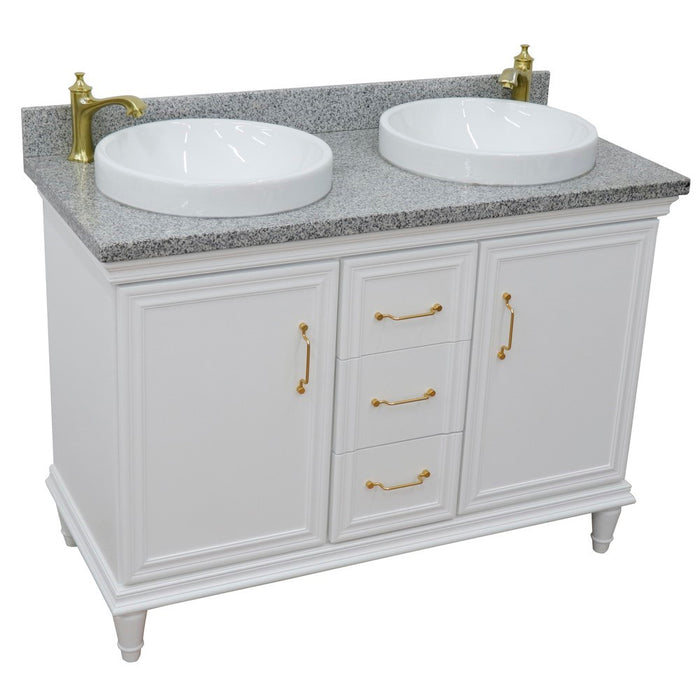 Bellaterra Home Forli 49" Double vanity in White finish with Gray granite and round sink