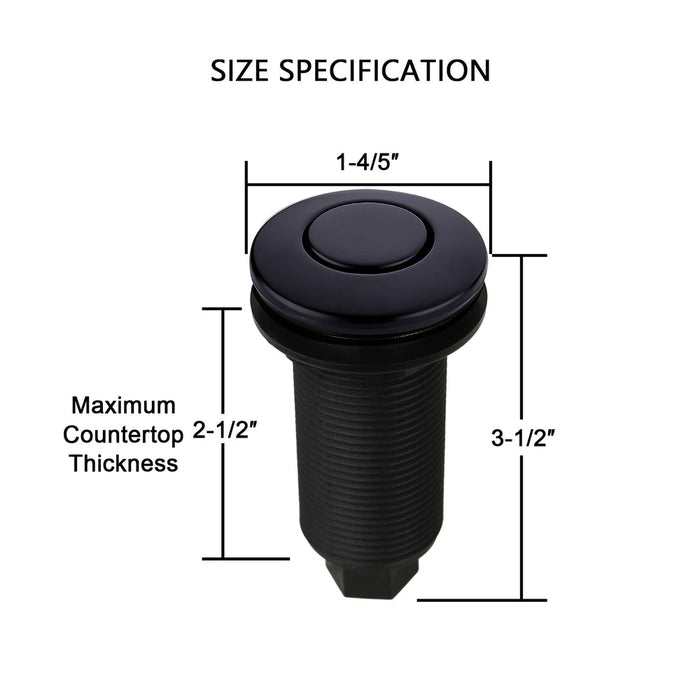 Matte Black Garbage Disposal Air Switch with Air Hose - AK79001-MB