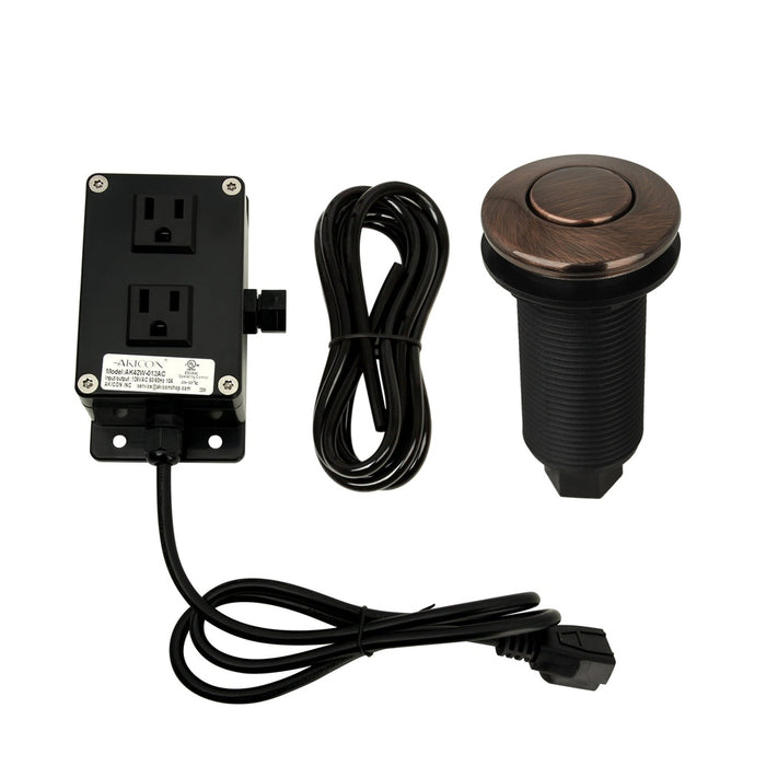 Dual Outlet Antique Copper Garbage Disposal Kitchen Air Switch Kit - AK79001B-AC