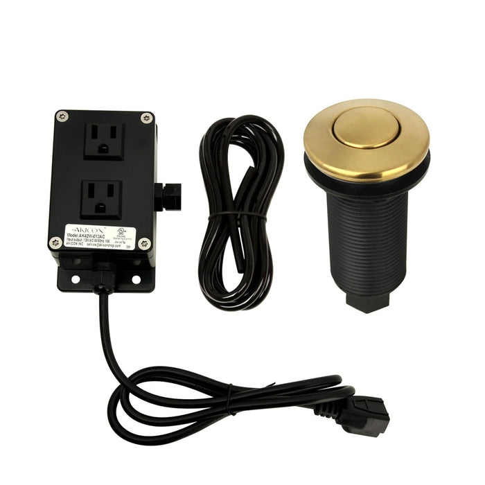 Dual Outlet Brushed Gold Garbage Disposal Kitchen Air Switch Kit - AK79001B-BTG