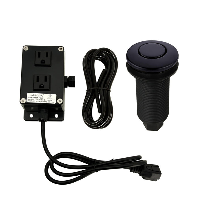 Dual Outlet Matte Black Garbage Disposal Kitchen Air Switch Kit - AK79001B-MB