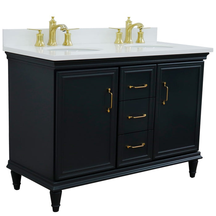 Bellaterra Home Forli 49" Double vanity in Dark Gray finish with White quartz and oval sink