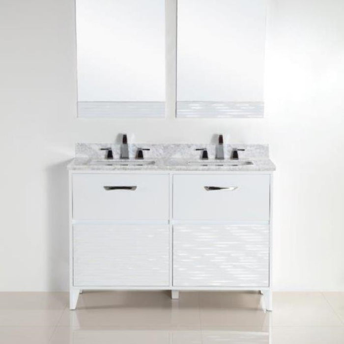 Bellaterra Home 48 in. Double sink vanity with white Carrara top