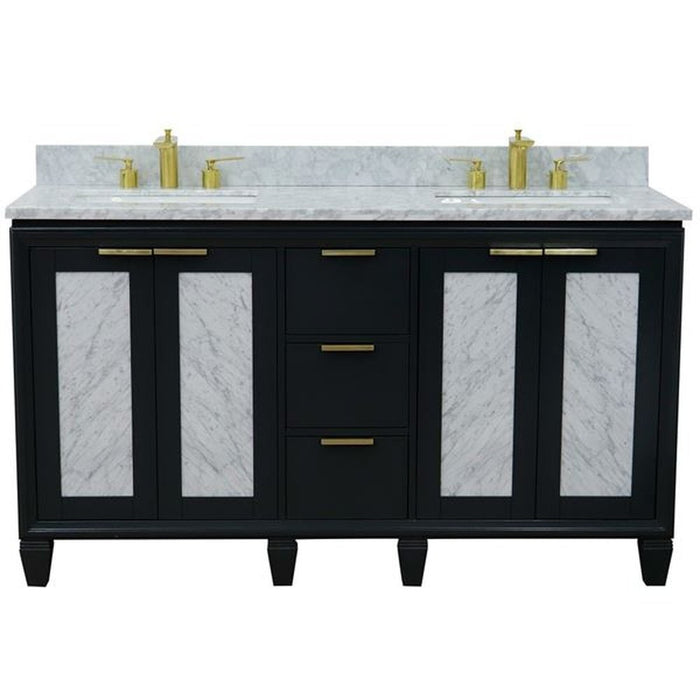 Bellaterra Home Trento 61" Double sink vanity in Dark Gray finish with White Carrara marble and rectangle sink