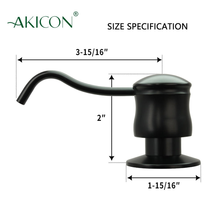 Built in Matte Black Soap Dispenser Refill from Top with 17 OZ Bottle - AK81006MB