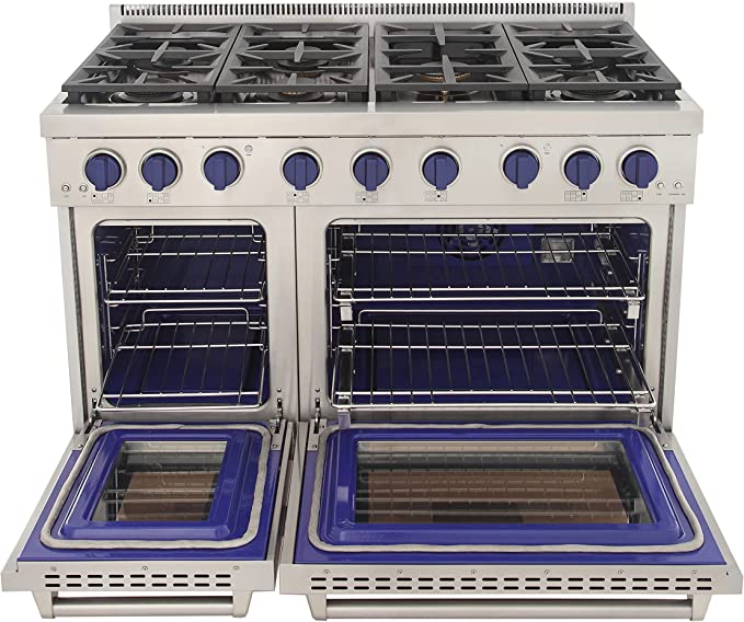 Kucht 48-Inch Propane Gas Range in Stainless Steel with Blue Knob (KFX480/LP-B)